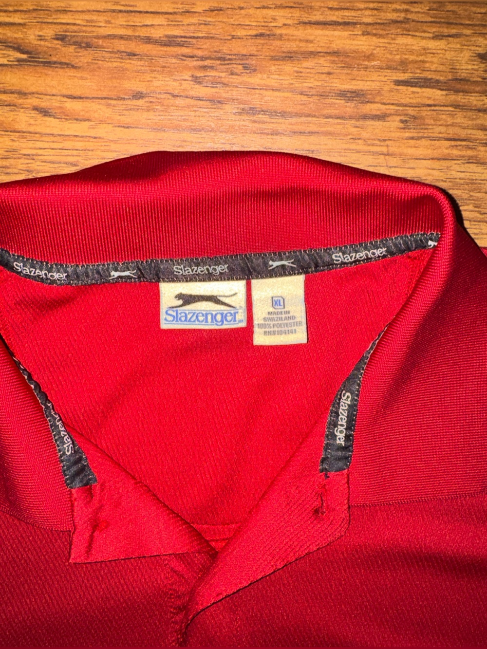 Vintage Slazenger Bright Red Polo Shirt with Black Trim